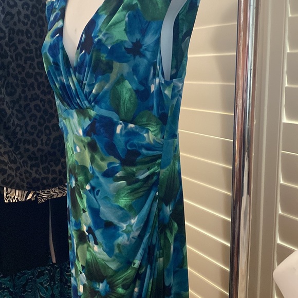 LAUREN Midi Dress, Sleeveless, Stretch, Size 12, Vibrant Blues/Greens - Picture 3 of 5